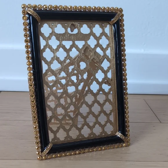 4x6 Gilt Lattice Frame – Black Enamel – Hand-Set Crystals - Picture 6 of 7